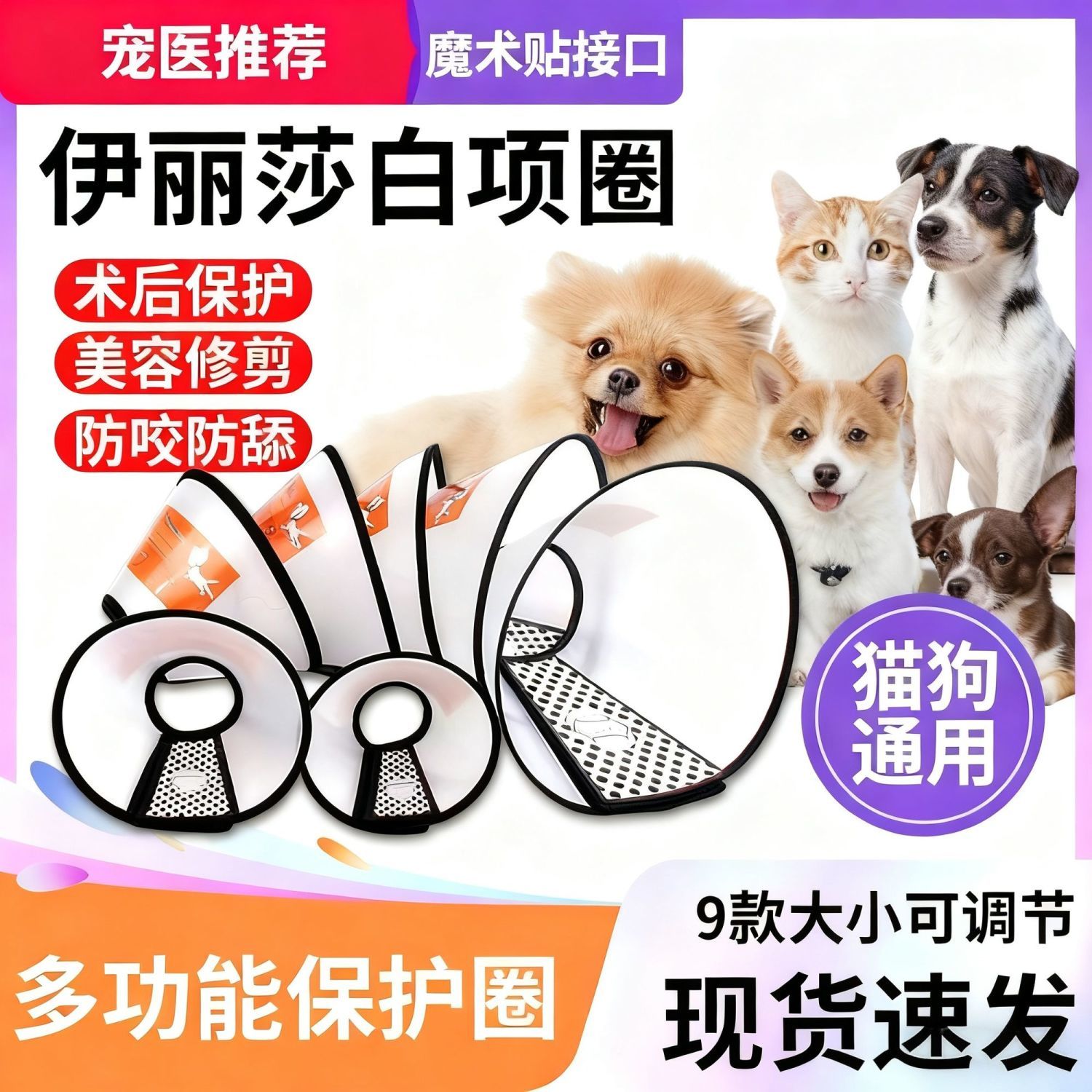 小猫伊丽莎白圈狗狗猫咪项圈宠物狗脖套绝育耻辱圈防抓咬保护头套