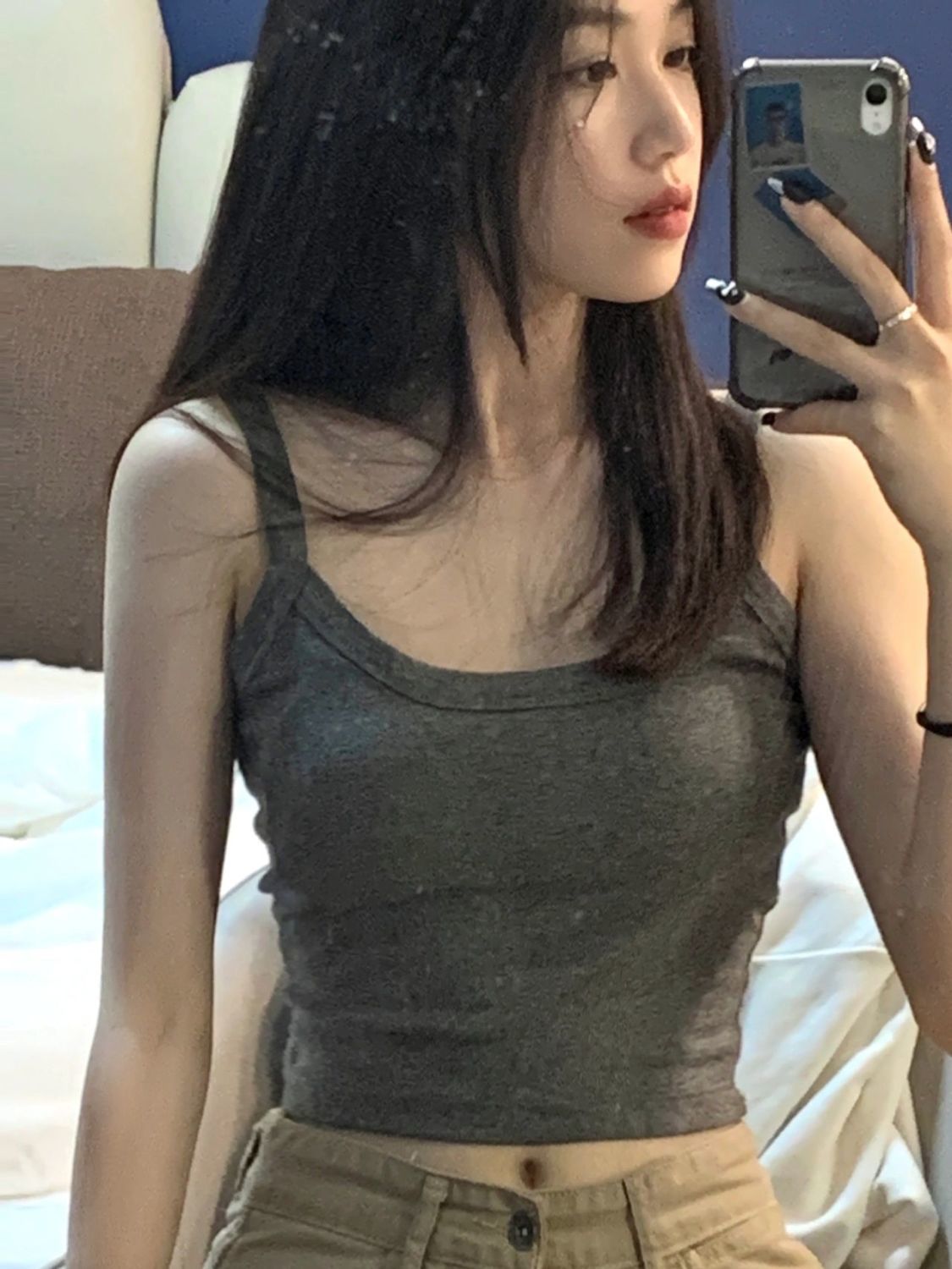 2023年新款美拉德夏季小吊帶背心內搭外穿運動美背純欲短款上衣女