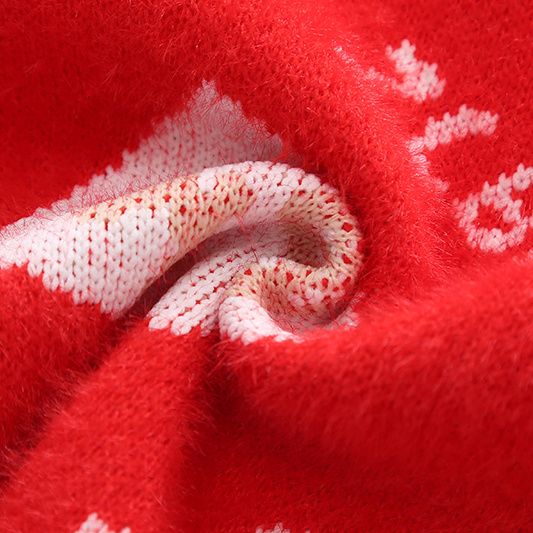 男童红色龙年毛衣女童儿童冬季新年福字加绒加厚洋气套头针织毛衣
