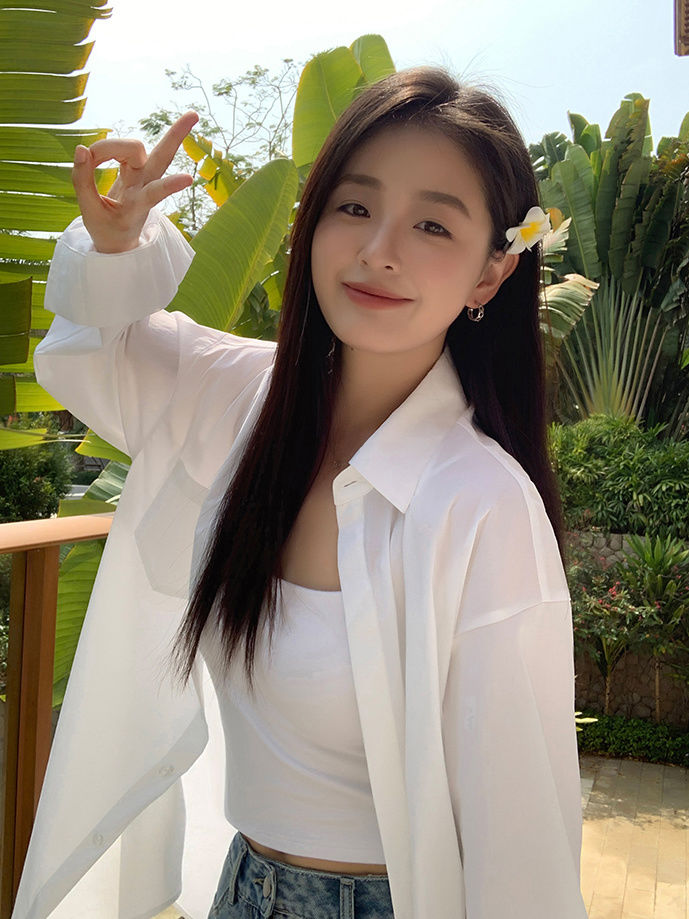秋季鹽系長袖白色襯衫女內搭外穿寬鬆百搭美式打底襯衣上衣女洋氣