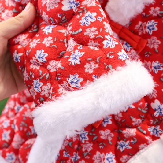 儿童网红东北棉袄套装女宝宝小碎花袄冬装婴儿冬季加绒加棉冬衣服