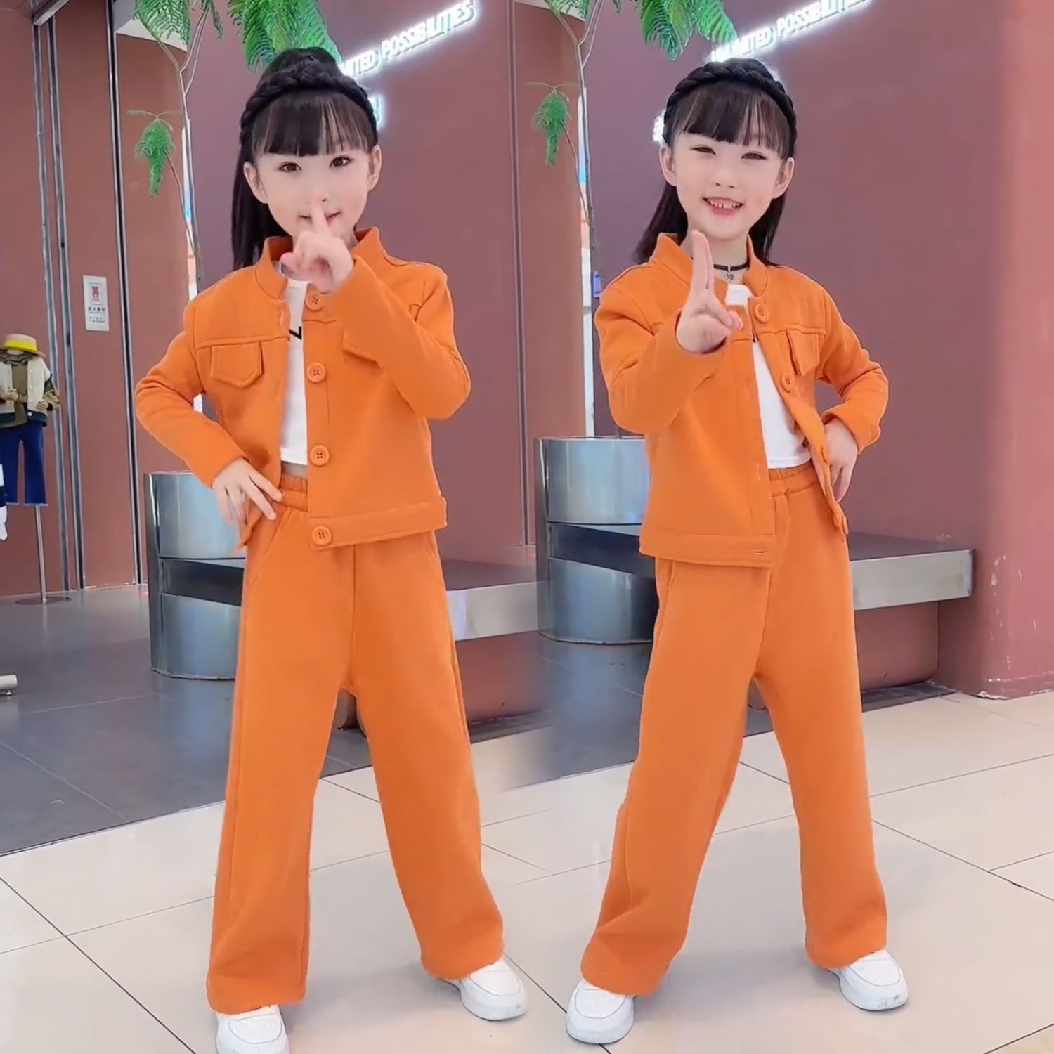 女童秋裝套裝秋季新款洋氣女孩中大童時髦休閒兒童網紅運動兩件套