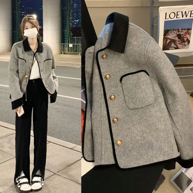 大碼女裝高級感小香風毛呢外套秋冬2023新款胖mm洋氣寬鬆顯瘦上衣