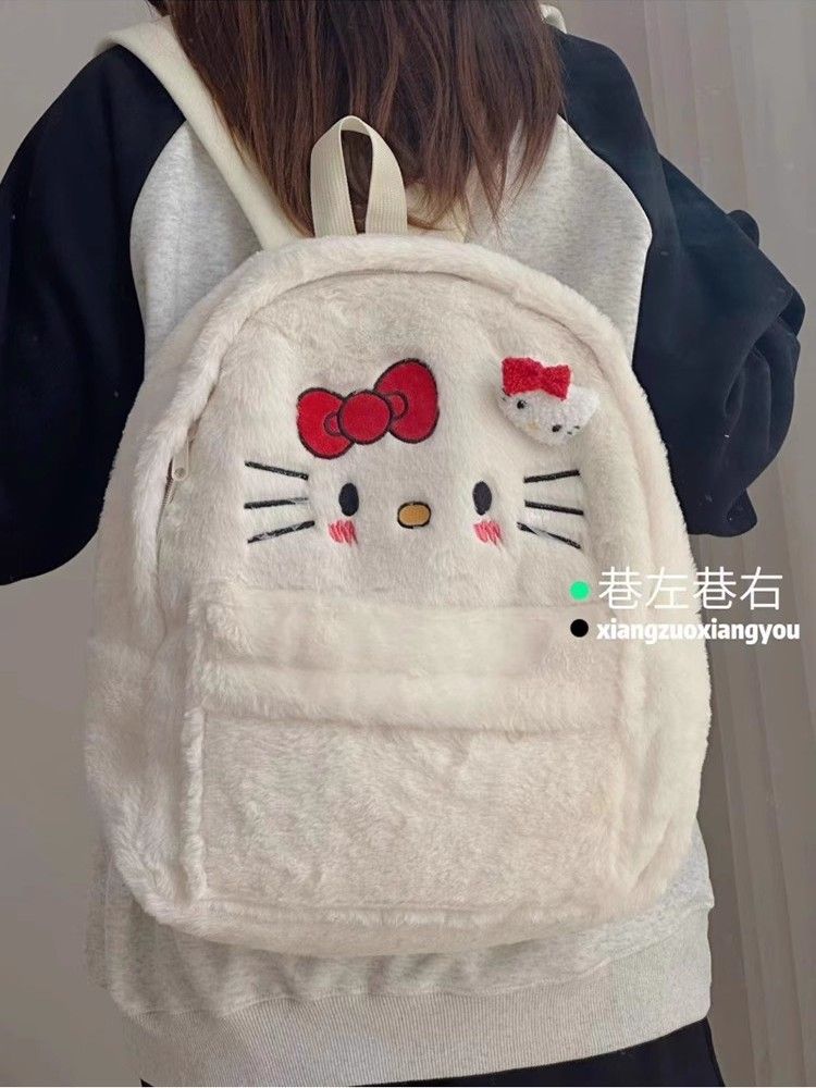 Hibernating Bear original homemade Japanese style cute and sweet lamb velvet large capacity kt backpack college versatile