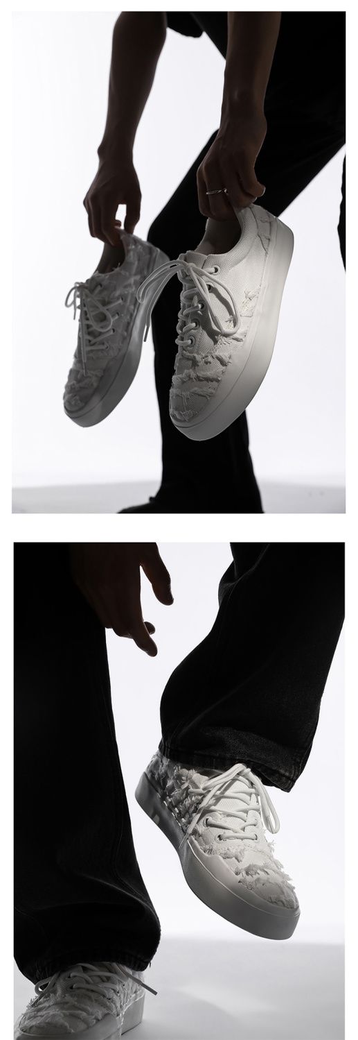 White Skateboard Shoes For Men, Personalized Casual Canvas Trainers_voghion.com