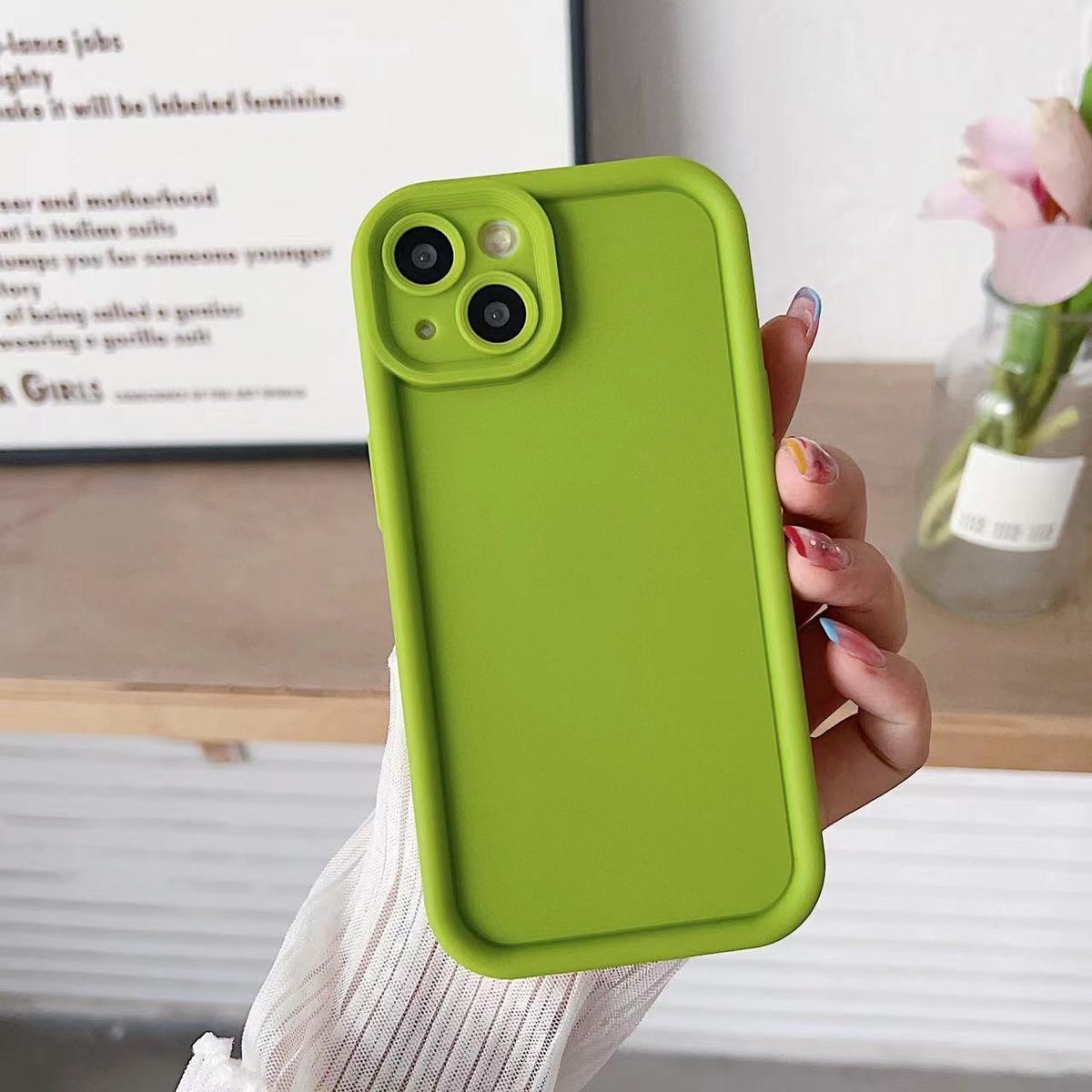 Étui de téléphone perforé tout compris Promax pour iPhone 14, sable de diamant, couleur unie 13/12_voghion.com