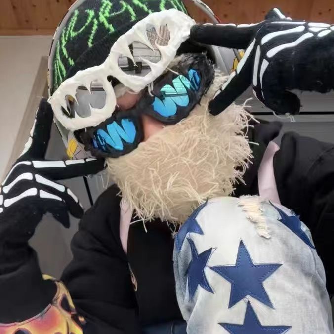 Occhiali da sole Vibe americani fatti a mano con denti di lupo e colla a goccia d'avanguardia e avanguardisti, belli unisex a forma di farfalla_voghion.com