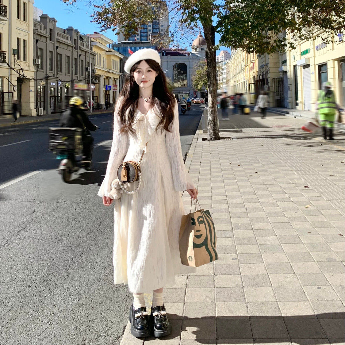 French sweet and gentle style with coat lace bottoming dress women's new autumn and winter mid-length inner skirt