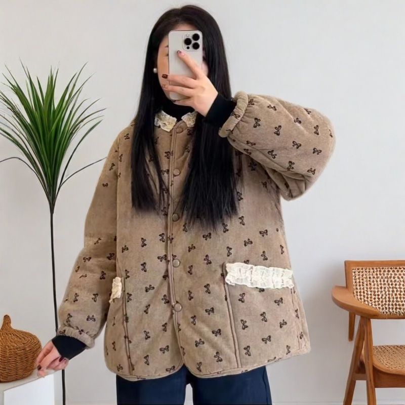 抗寒零下15度冬季女士三层夹棉加绒加厚碎花保暖可外穿家居服大码