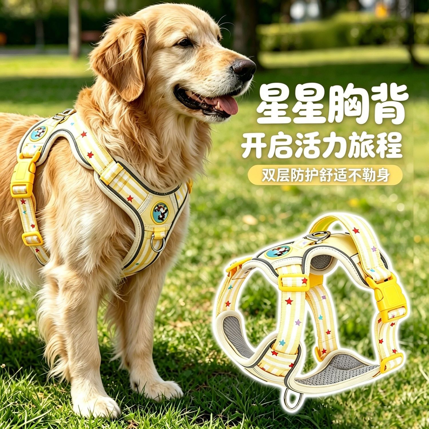 狗狗牵引绳可调节反光背带背心遛狗绳胸背带小中大型外出宠物绳子