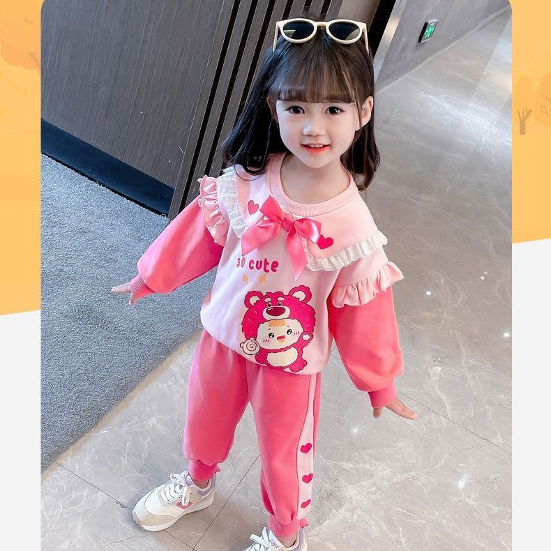Autumn  New Autumn Clothing Autumn and Winter Models Internet Celebrity Little Girls Baby Western Style Children's Clothes Fashionable Trendy Girls Suits