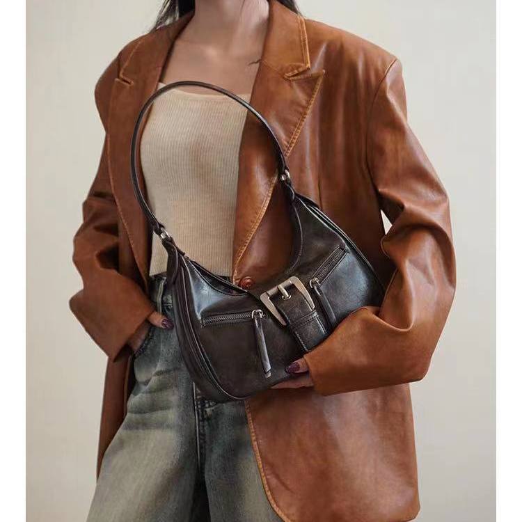 Maillard Underarm Bag Women's 2023 New Retro Women's Bag Shoulder Bag Crossbody Bag Crescent Bag Trendy