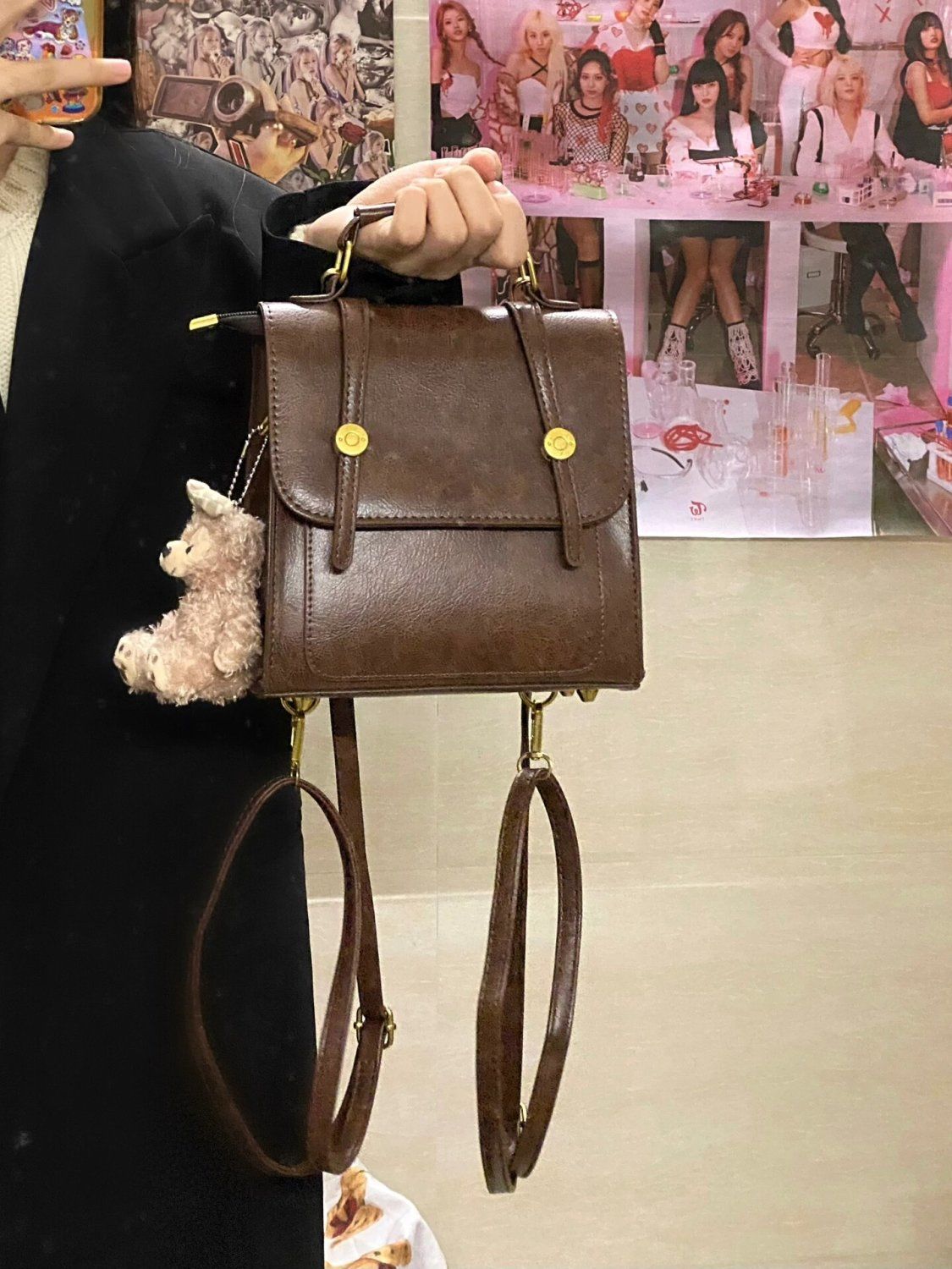 復古雙肩包女秋冬2023新款潮學生雙肩背包多功能書包手提旅行包包