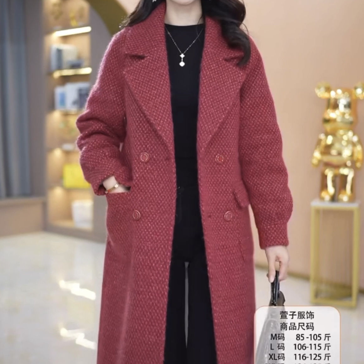 雪晶絨外套羽絨服女2023新款冬季高檔輕奢加厚保暖氣質中長款大衣