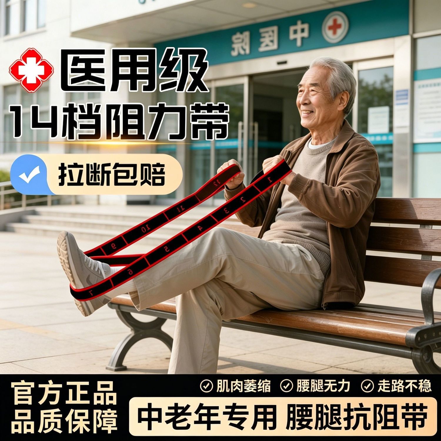 中老年锻炼拉力阻力伸展带康复负重绑腿臀大肌小腿部力量训练器械