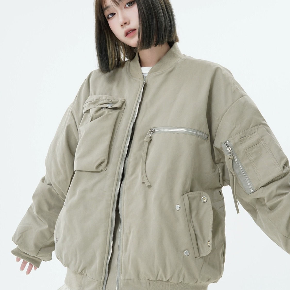 美式復古寬鬆vintage口袋設計夾克棒球服男女潮流百搭機能外套潮