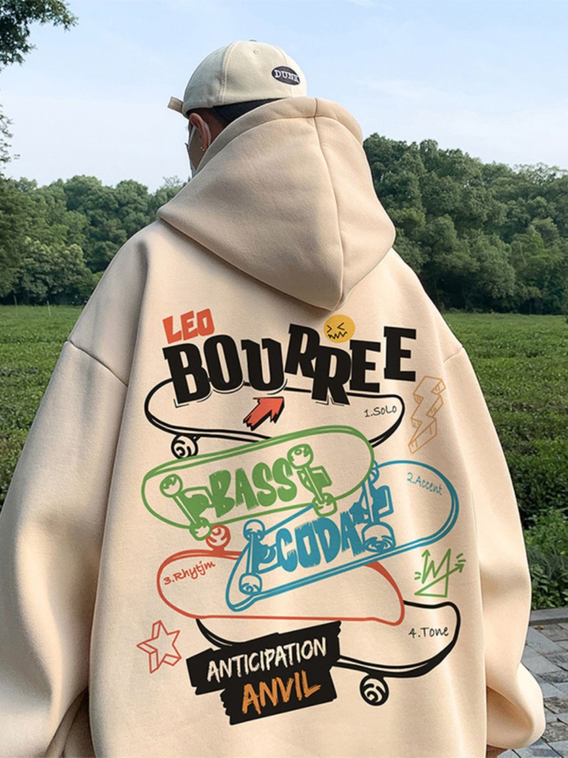 美式hiphop塗鴉印花重磅衛衣男春秋款潮牌痞帥炸街高級感連帽外套