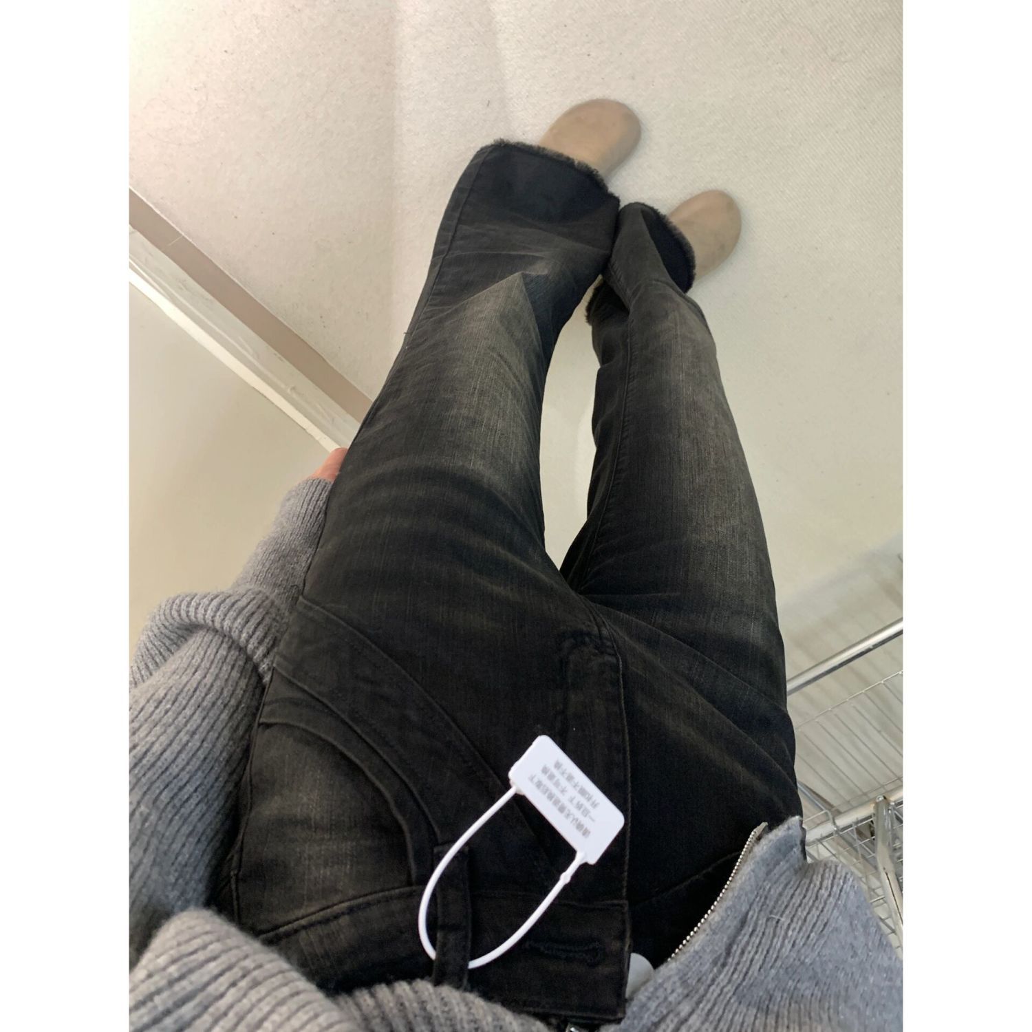 美式辣妹毛邊彈力微喇叭牛仔褲女秋冬新款高個子寬鬆顯瘦拖地褲子