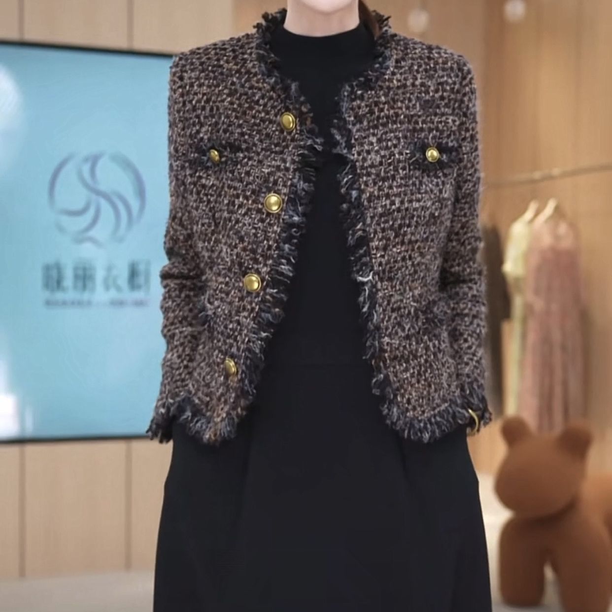 編織精紡時尚外套連衣裙兩件套2023新款優雅氣質時尚修身遮肚女裝