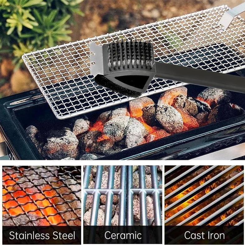 Household Stainless Steel Wire Grill Cage BBQ Cleaning Brush Outdoor Tool_voghion.com