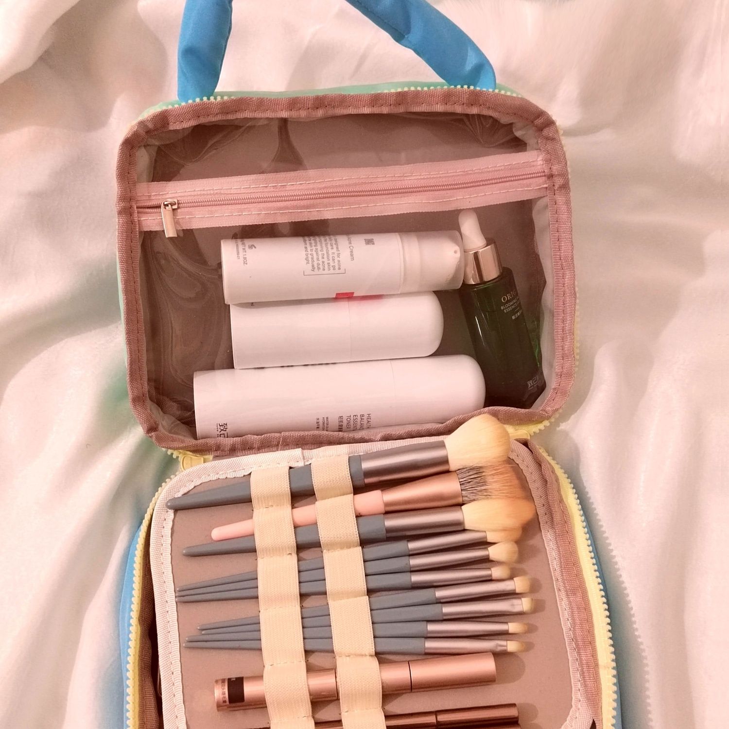 新款可爱撞色大容量洗漱包手提收纳包便携出游旅行多层耐脏化妆包