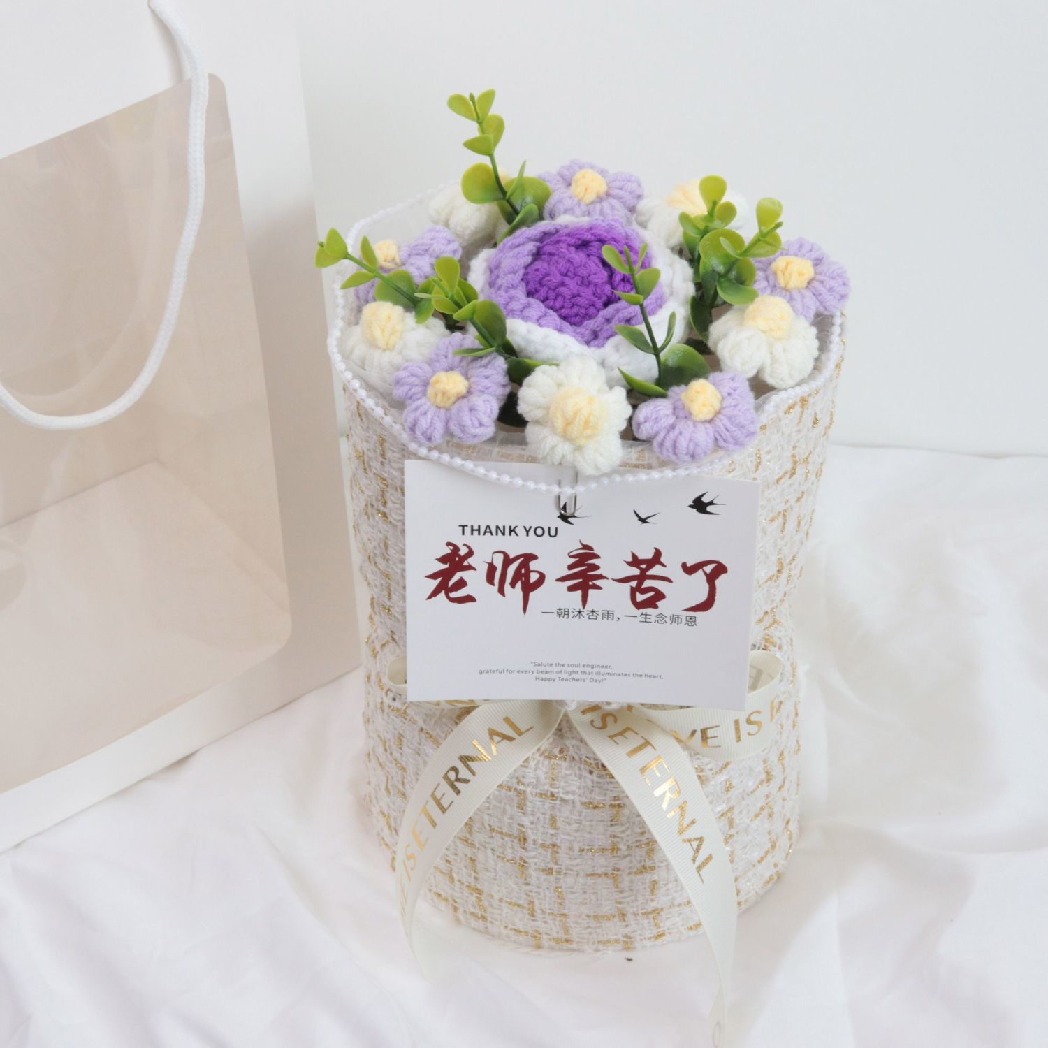 毕业季礼物编针织毛线玫瑰花束送女朋友老师同学生日女生闺蜜实用 图片 8