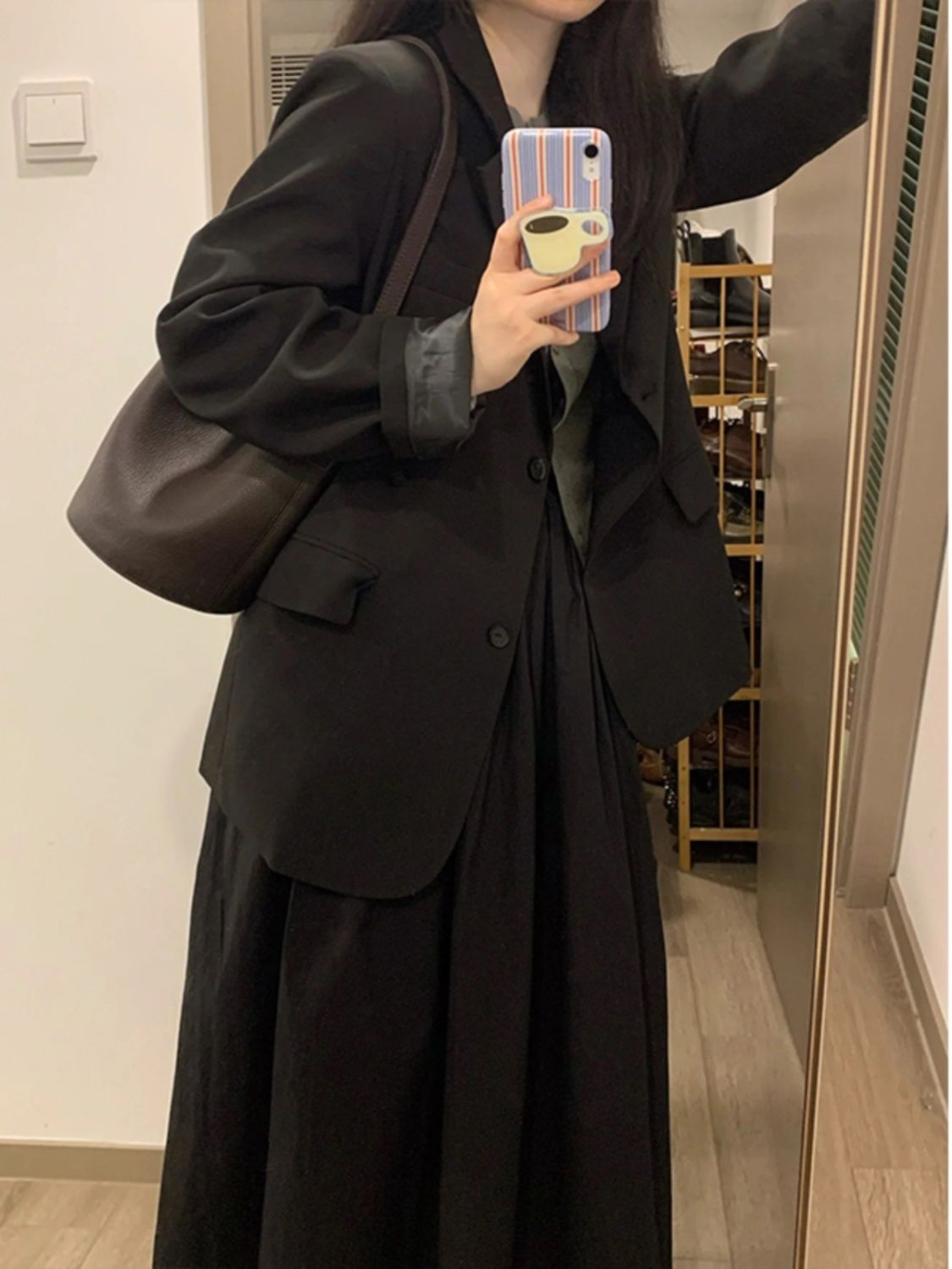 Black suit jacket for women, Korean spring and autumn style, slim, casual, single-breasted, casual, versatile, internet celebrity, trendy street suit
