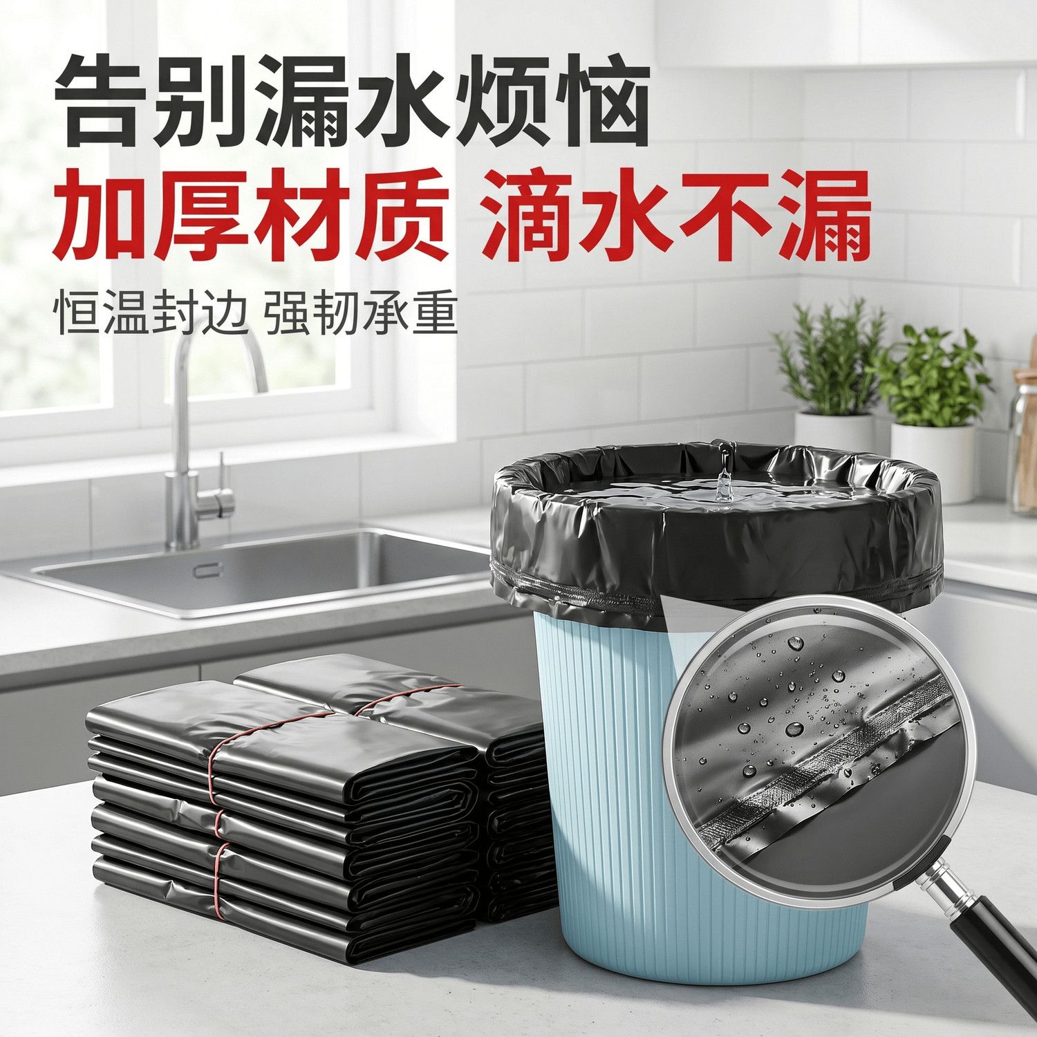加厚垃圾垃圾袋背心手提中大号家用黑色厨房一次性袋子塑料袋批发 图片 6