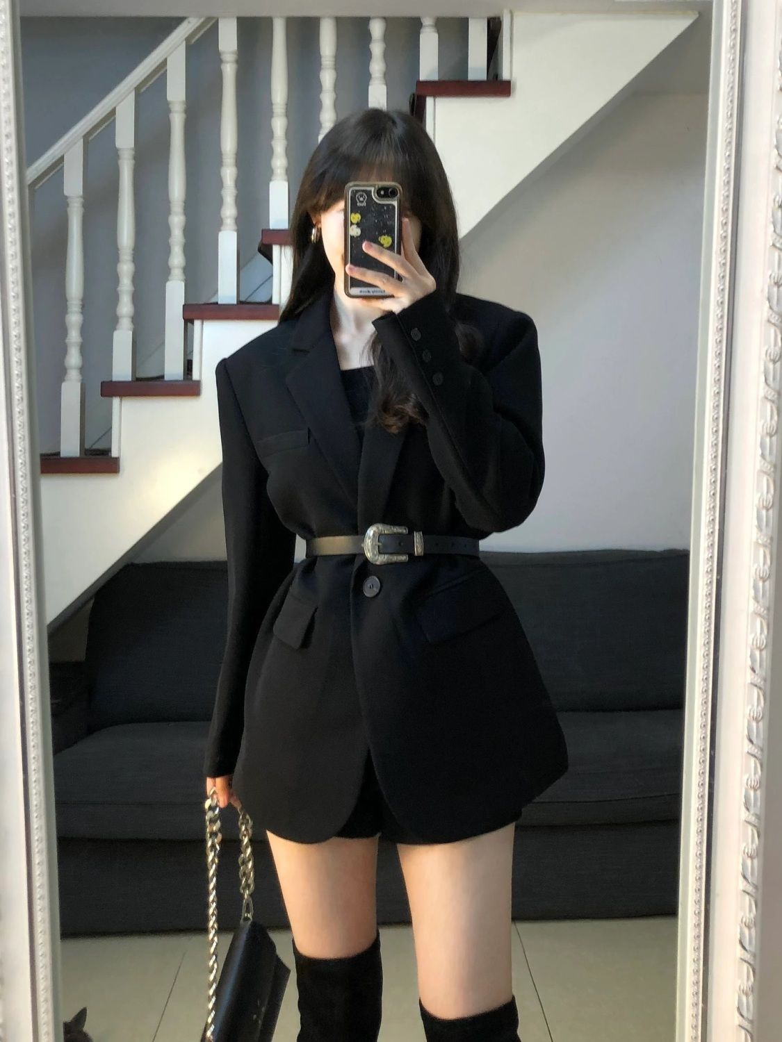 黑色西裝外套女春秋新款oversize氣質名媛高檔收腰復古小西服女潮