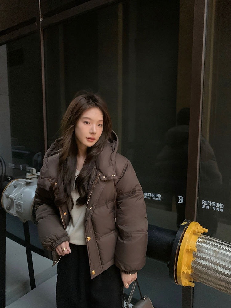 Fashionable and stylish warm hooded cotton coat for women 2023 popular Maillard fashion retro stand-up collar cold-proof cotton coat jacket