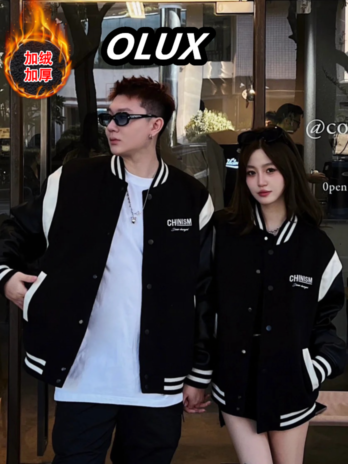 OLUX美式高街潮牌外套女秋冬棒球服痞帥高級感百搭小眾夾克上衣服