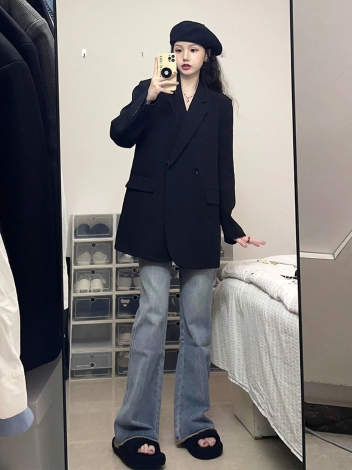 Black suit jacket for women spring and autumn new Korean style high-end fashion versatile small slim slim suit top trendy