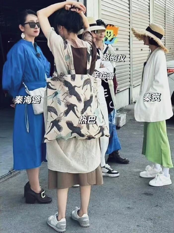 迪麗熱巴同款包包熱巴包雙面鶴帆布單肩包花兒與少年大容量背包女