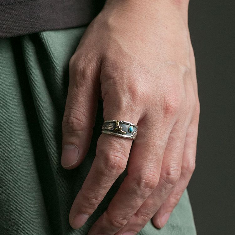Vintage Indischer Ethno 925 Silber Tauben Ring Unisex Schmuck_voghion.com