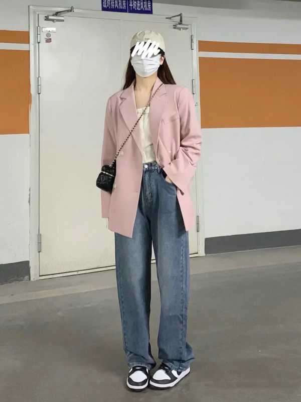 [Pure Wind Shili] Pink Blazer Women's 2024 Spring and Autumn New Korean Style Internet Celebrity Casual Suit
