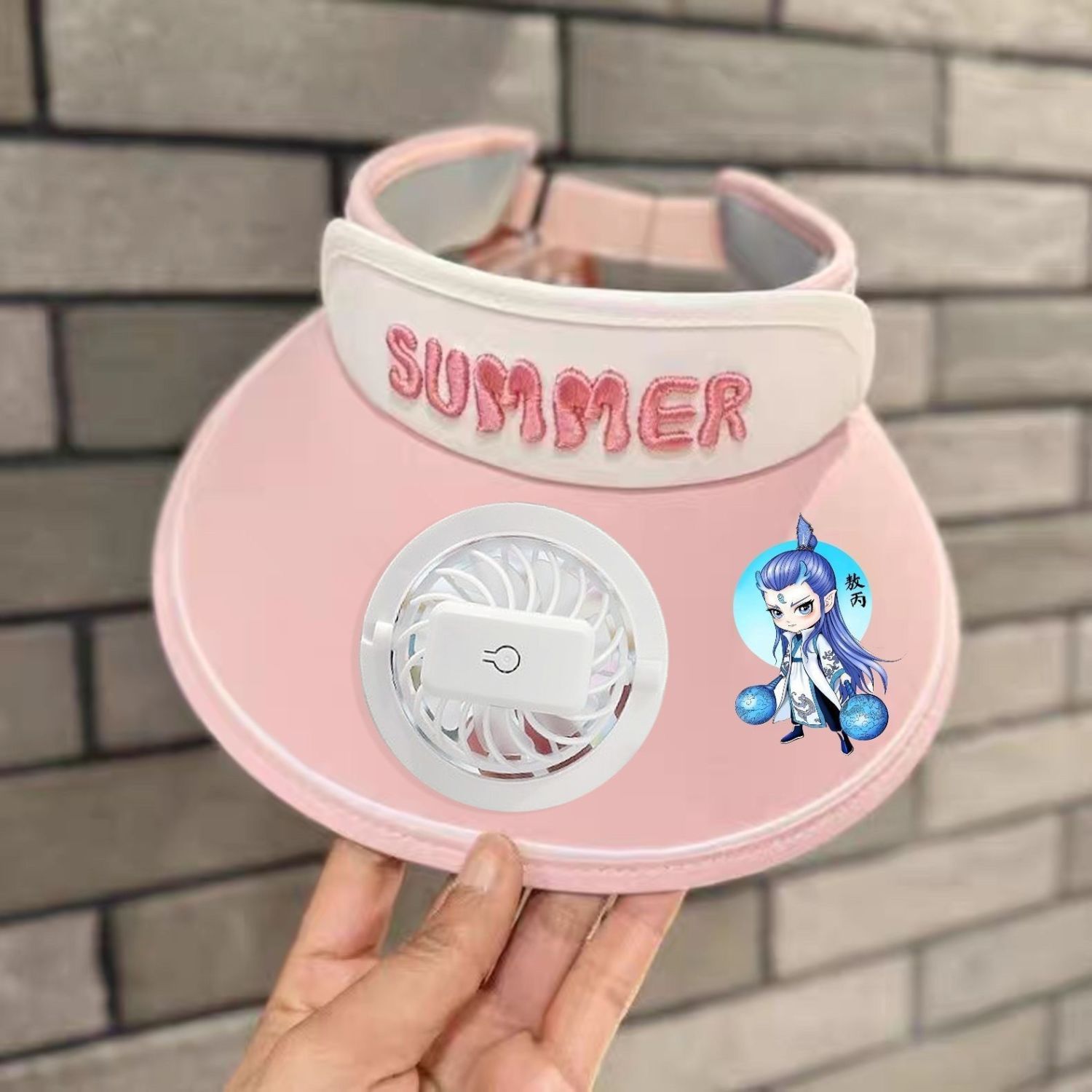 儿童防晒遮阳帽带风扇夏季太阳帽紫外线男童女童宝宝大檐空顶帽子