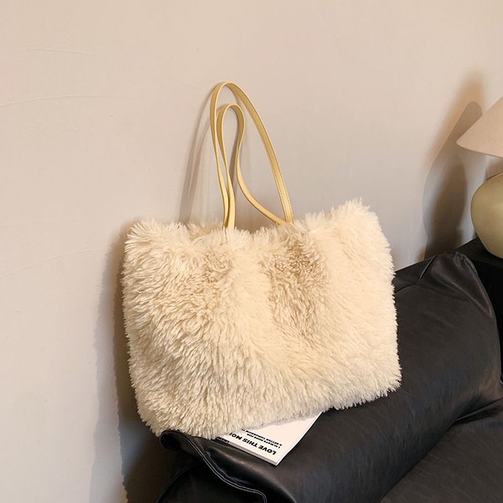Hierscht- a Wantermoud fir Fraen 2023 Nei Koreanesch Plüsch One-Shoulder Handheld Tote Bag Ins_voghion.com