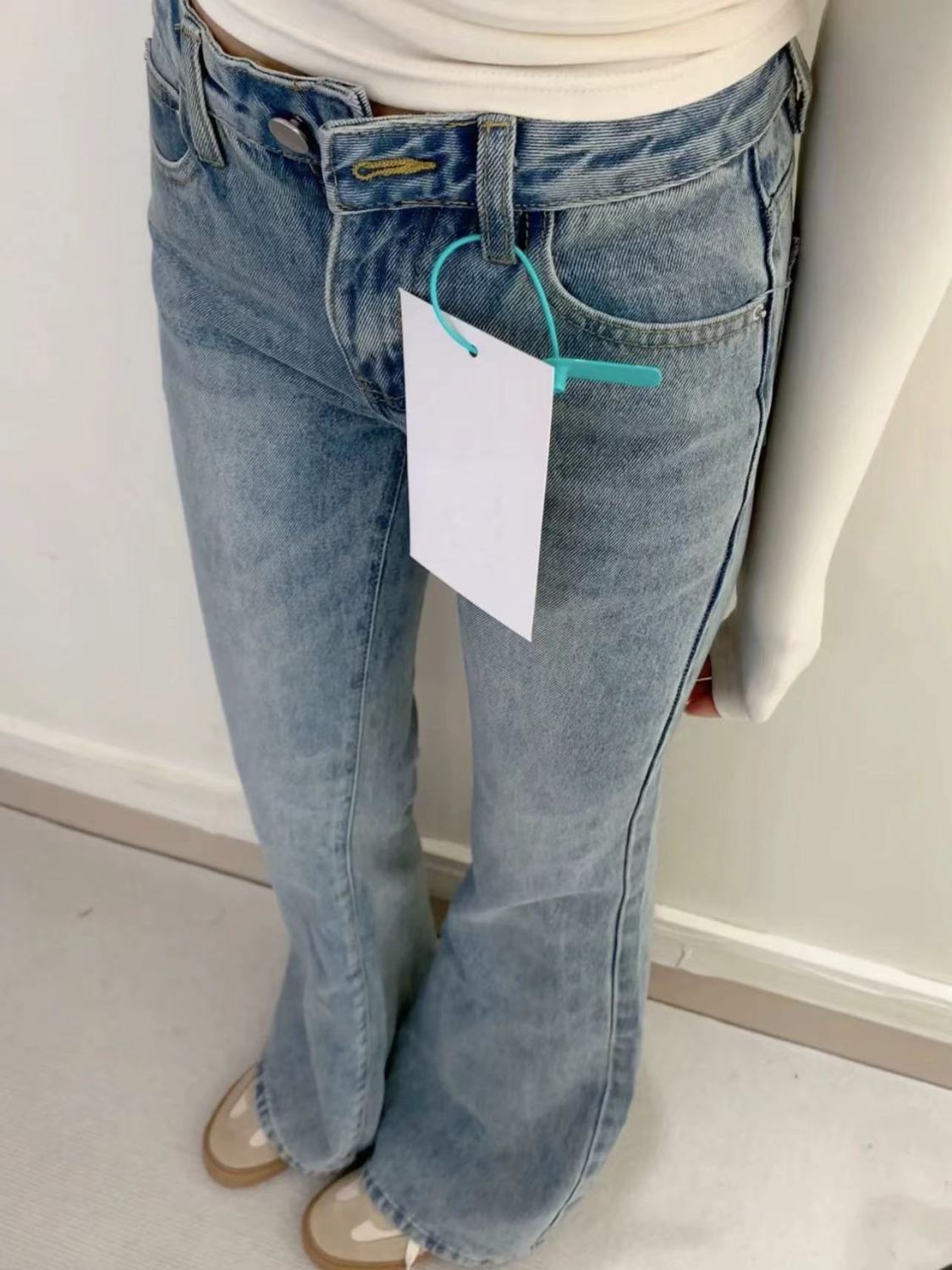美式辣妹復古ins微叭牛仔褲女秋冬高腰修身彈力顯瘦馬蹄拖地褲潮