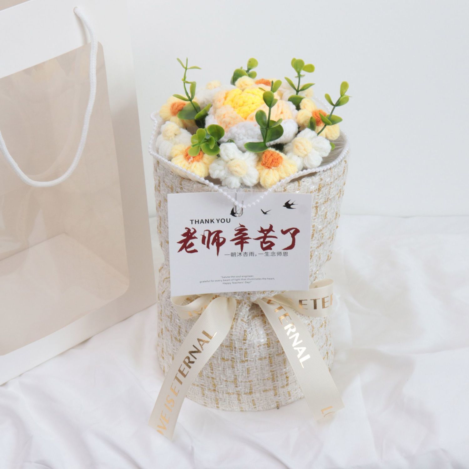 毕业季礼物编针织毛线玫瑰花束送女朋友老师同学生日女生闺蜜实用 图片 9