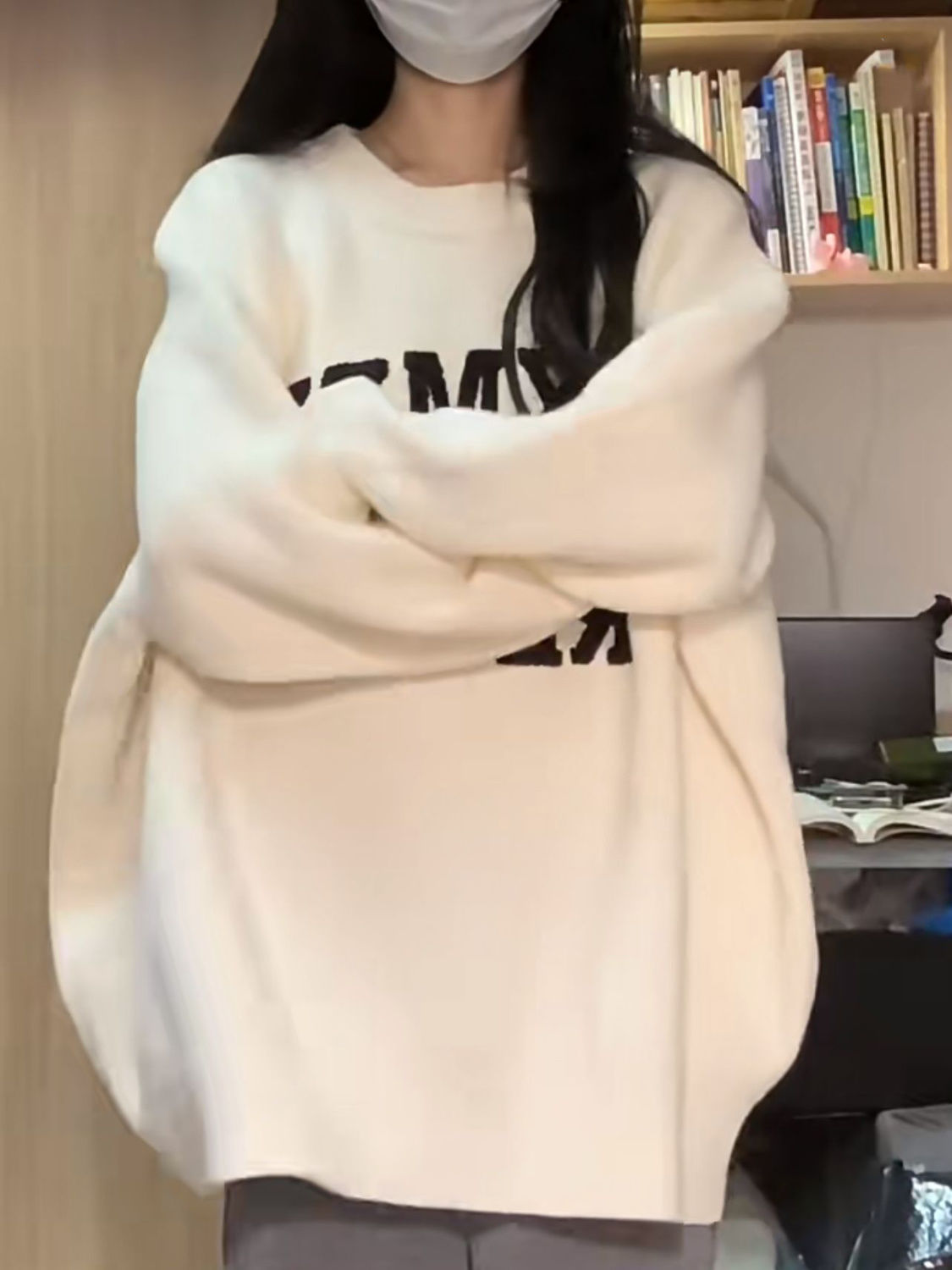 oversize!字母套頭毛衣女秋冬新款韓版寬鬆長袖圓領針織衫上衣潮