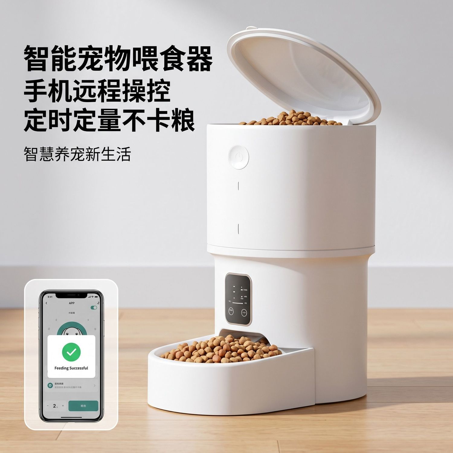 宠物自动喂食器猫咪定时定量智能宠物猫粮狗粮wifi远程控制投喂机