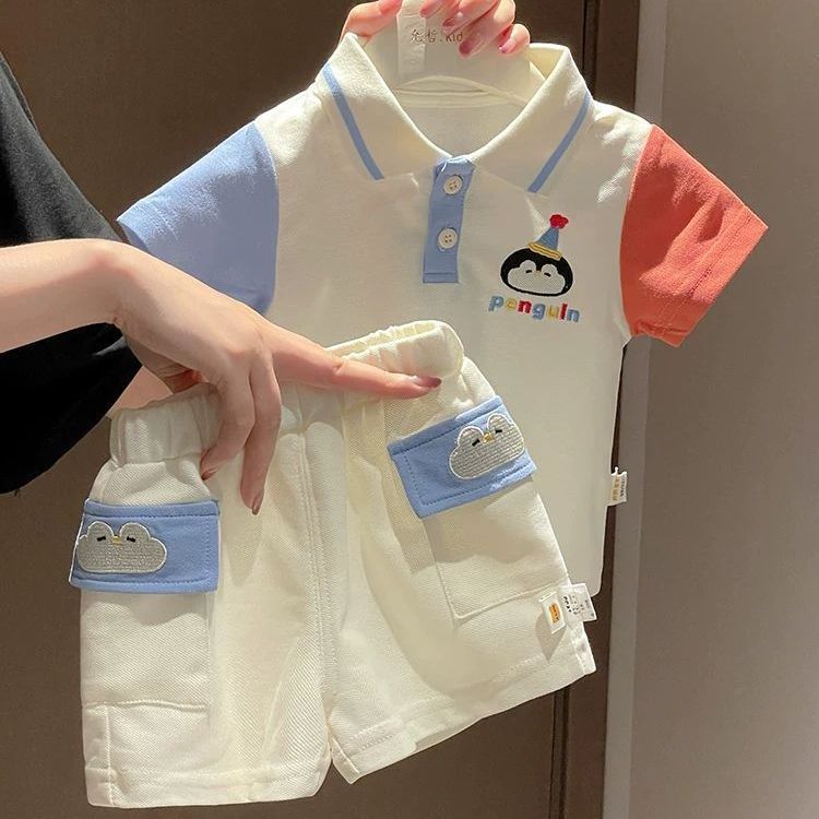 Summer New Cartoon Stylish Two-piece Set For Boys Girls: Baby Polo Shirt With Short Sleeves And Pants_voghion.com