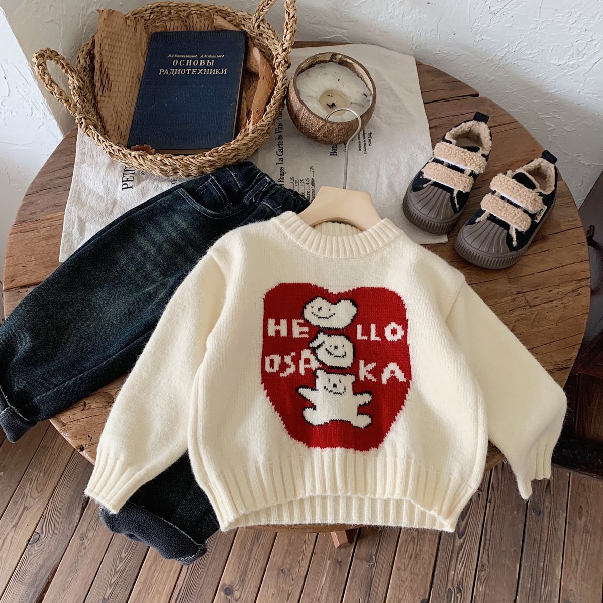 Maglione in maglia rosso per bambini pullover invernale bimbi_voghion.com