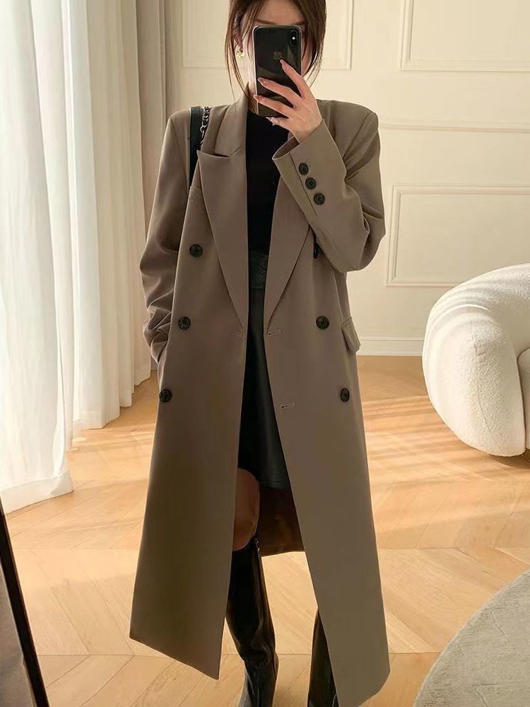 咖啡色西裝外套女春秋季新款韓版網紅爆款休閒時尚正肩氣質風衣潮