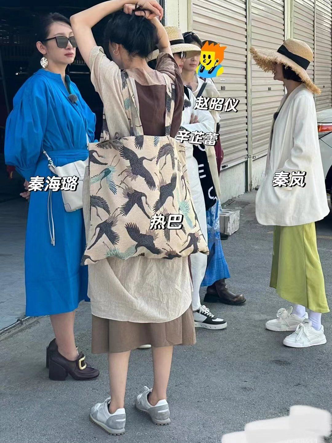 迪麗熱巴同款包包熱巴包雙面鶴帆布單肩包花兒與少年大容量背包女