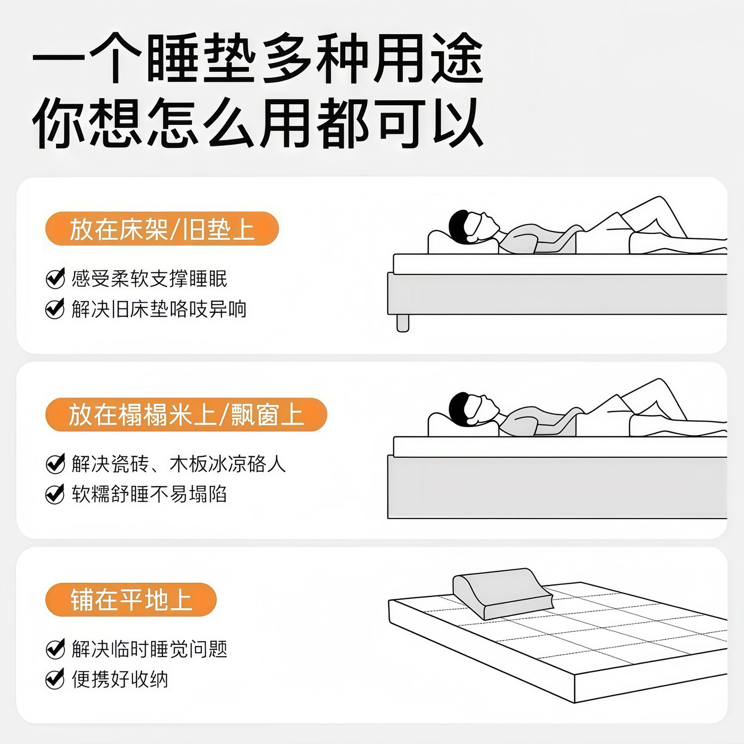 梦缇莎加厚床垫家用双人软褥子学生宿舍单人上下铺可折叠榻榻米垫 图片 9