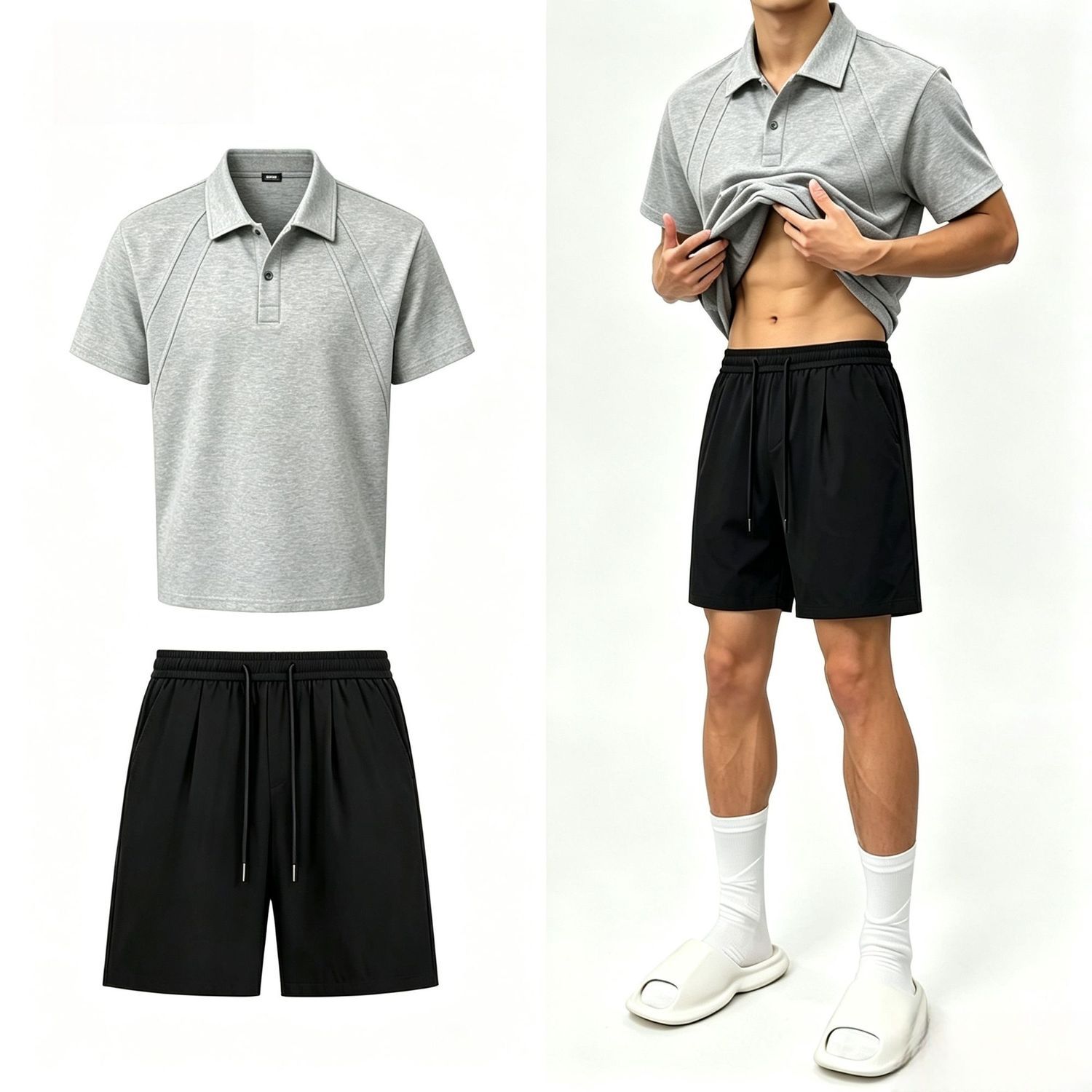 NEOTCG潮流男装夏季外穿宽松大码运动百搭学生青年潮流2件套装