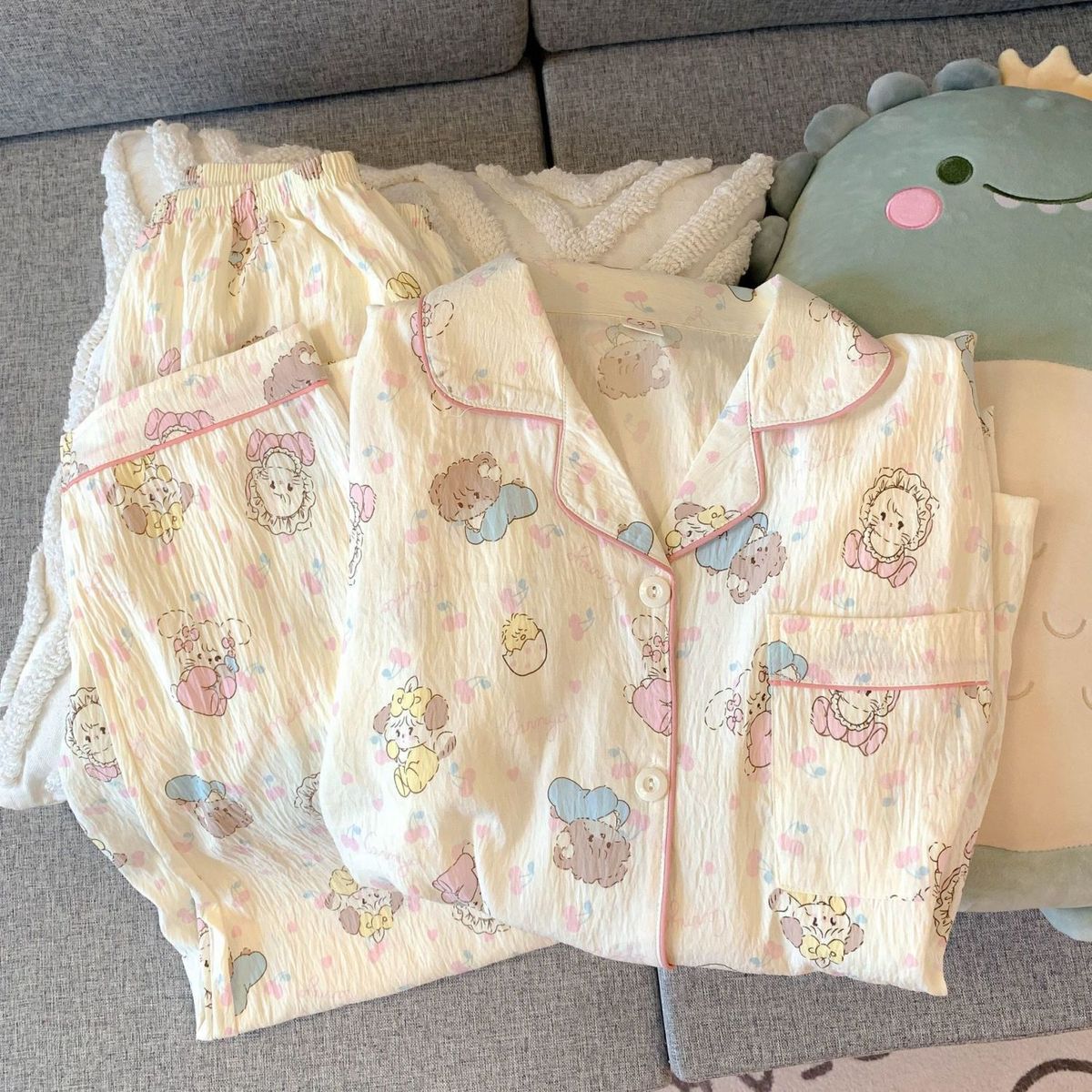 云朵棉新款睡衣女春秋季可外穿ins风甜美女士长袖长裤套装家居服