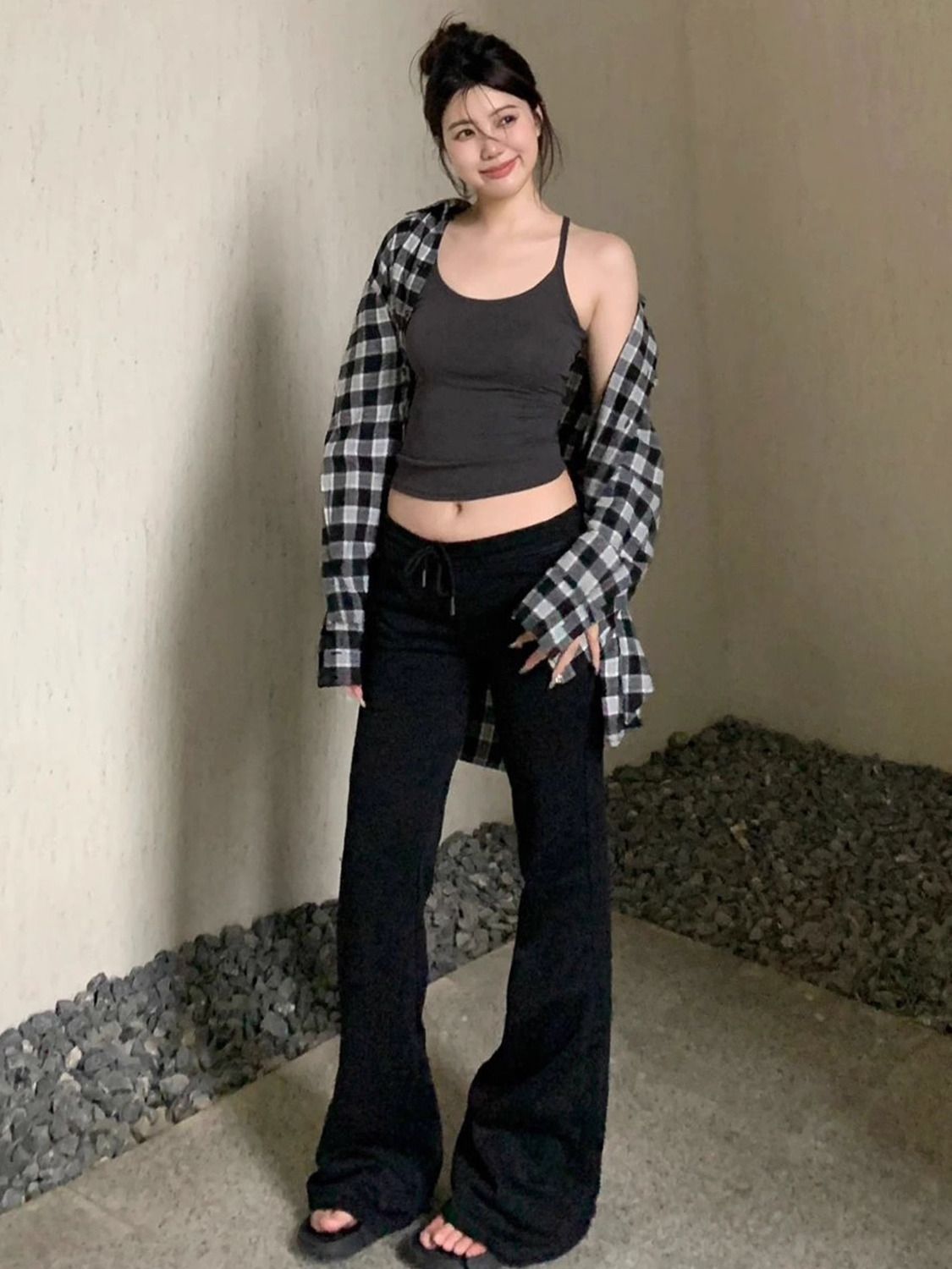 美式復古微喇叭瑜伽褲女秋季新款低腰辣妹運動褲直筒寬鬆闊腿褲潮