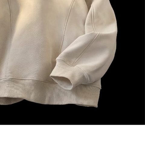 Handsome heavy-duty high street sweatshirt for men in autumn and winter pullover round neck without drawstring high-end American trendy buttoned hoodie